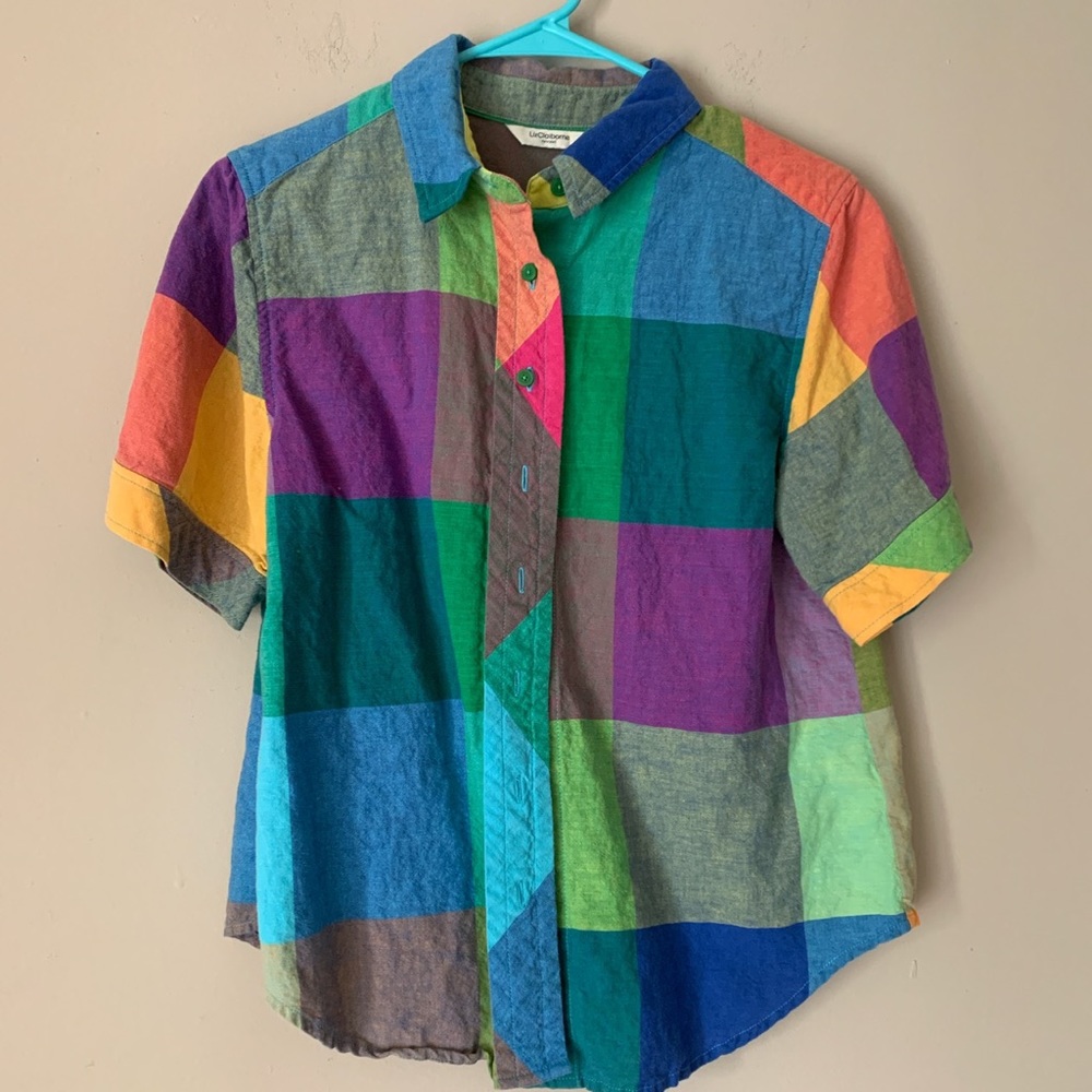 Liz Claiborne Vintage Color Block shirt/blouse